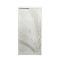 Armoire de rangement métallique à 2 portes coulissantes en acier avec miroir pour chambre à coucher et bureau
