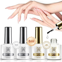 Kit de 4 pièces pour nail art : Colle spéciale fonctionnelle, Résine en flacon design, Base Coat, Top Coat, Soak-Off, Séchage UV/LED