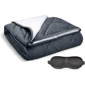 <span class=keywords><strong>Couverture</strong></span> lestée en molleton de vison gris double face et Sherpa Sherpa blanc - Product Image 1