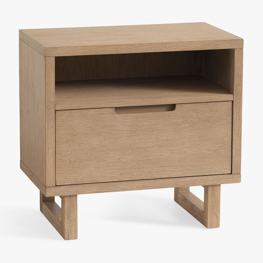 French modern solid oak wood home bedroom furniture night stand table 22'' bed wooden nightstands