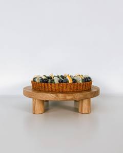 OEM Custom Round <b>Wood</b> Elevated Serving Board with Cylindrical Legs Beverage Food Serving Platter <b>for</b> Hotel Bar - Product Image 5