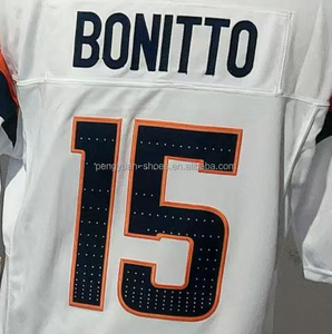 Camiseta blanca de fútbol americano cosida de la mejor calidad lista para enviar Bonitto - Product Image 1