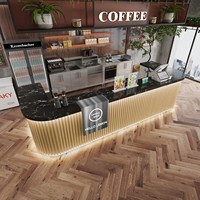 Comptoir de bar incurvé noir/beige pour kiosque, salon de thé, pâtisserie, fleuriste, café - Design intérieur