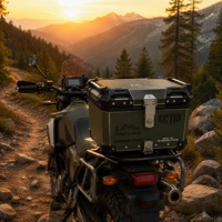 Accessoires de moto, boîte à bagages arrière en alliage d'aluminium de 45 L avec autocollants, vente en gros d'usine, valise de voyage