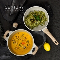 CENTURY Poêle à frire antiadhésive 2024 22cm revêtue de marbre Ustensiles de cuisine de qualité alimentaire Cuisinière à haute induction Aluminium Métal