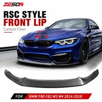 Splitter Bibir Depan Serat Karbon Asli Gaya RSC untuk BMW M3 M4 F80 F82 2014-2018 Spoiler Bumper M Performance Retrofit