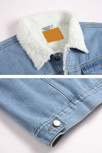 Veste en jean décontractée rétro unisexe en coton 100% à revers noir personnalisable pour homme, printemps automne - Product Image 4