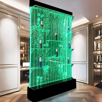 Mur de bulles LED à commande numérique programmable avec porte-bouteilles, écran d'eau dansante RGB et cloison, contrôle à distance par application pour bar