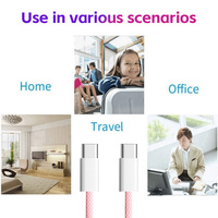 Cable USB-C a USB-C de 60W con Trenzado de Nailon, Carga Rápida de 3A/5A, Cables de Datos con Conectores Niquelados para Teléfonos 15/16, Compatible con Computadoras IOS