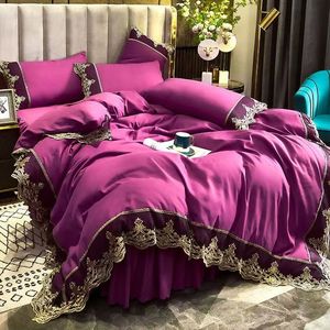 Falda de Cama de Encaje Europeo de Color Sólido Estilo Princesa, Juego de Cuatro Piezas, Gran Venta - Product Image 5
