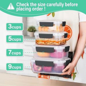 5 Cup <b>Plastic</b> Food Storage <b>Containers</b> with Lids Nestable Freezer Dishwasher Safe Rectangle Meal Prep <b>Container</b> Set - Product Image 6