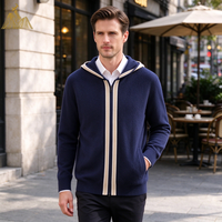 Cardigan classique en cachemire épais à fermeture éclair, tricoté jacquard 2x2, avec capuche, chaud et de qualité supérieure