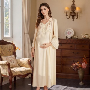 <span class=keywords><strong>Camicia</strong></span> <span class=keywords><strong>da</strong></span> <span class=keywords><strong>Notte</strong></span> per Donne in Gravidanza, Stile Dubai Islamico, Casual, Traspirante, ad Asciugatura Rapida, in Viscosa e Cotone con Cordoncino, Personalizzabile ODM - Product Image 4