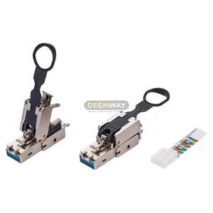 CAT6A Metal Casing Modular Plug Keystone Jack Field Mountable Assemble Termination For RJ45 Patch Cable Tool Free Connector