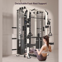 Machine Smith multifonctionnelle avec rack de musculation, crossover par câble et pile de poids pour entraînement complet du corps à domicile, capacité 1000 kg