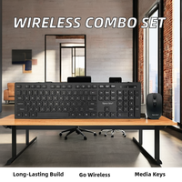 Ensemble clavier et souris sans fil USB 2,4 GHz rétroéclairé LED pleine taille personnalisé OEM, solution de jeu silencieuse pour ordinateur de bureau et ordinateur, en stock