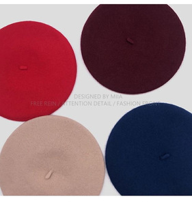 Boina <span class=keywords><strong>de</strong></span> Lana Británica Vintage para Mujer HT-0107, <span class=keywords><strong>Gorro</strong></span> <span class=keywords><strong>de</strong></span> Pintor Engrosado, Boina Lisa Versátil Tipo <span class=keywords><strong>Calabaza</strong></span> para Mujer - Product Image 3