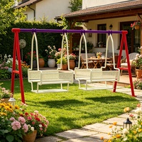 BOKE Ensemble de balançoires en plastique 4 places pour enfants de 8 ans avec 2 glisseurs pour la maison et la cour (Capacité maximale 100-500 kg)