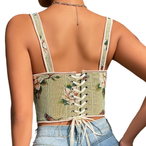 Corsé con <span class=keywords><strong>Tirantes</strong></span> y Estampado Floral, Lencería Sexy, Top Ajustado con <span class=keywords><strong>Tirantes</strong></span>, Sujetador para Mujer, Corsé con Varillas, Top Ajustado - Product Image 5