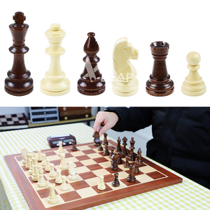 Set di Pezzi degli <span class=keywords><strong>Scacchi</strong></span> in Legno Pesanti Triplo Peso Leap, 9,8 cm (3,8 Pollici), Marrone e Bianco, Set da Torneo WG-WP38H CN - Product Image 4