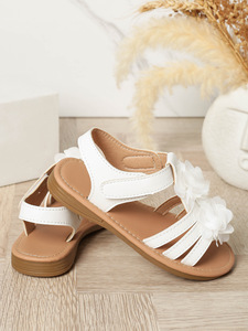 Sandales pour enfants, été, nouvelle mode, sandales romaines pour filles, plage, cuir, blanches - Product Image 4