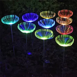 Светодиодные оптоволоконные лампы Jellyfish, садовые светодиодные лампы на солнечной батарее, оптоволоконные светодиодные лампы с шипами, 7 цветов оптического волокна
