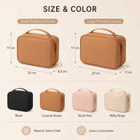 Trousse de Maquillage de Voyage en Gros Personnalisée en Oxford Grande Capacité, Étui Cosmétique avec Support pour Pinceaux, Double Fermeture Éclair et Poignée, Trousse de Toilette pour Femme