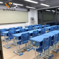Ensemble Chaise et Bureau d'Étude pour Enfants à Hauteur Réglable, Plateau Fixe, Cadre en Plastique, Siège en PP, Mobilier pour la Maison et la Salle de Classe