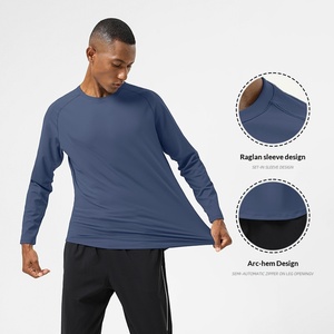 Áo thun thể thao chạy bộ xuyên biên giới, tay dài, chất liệu polyester, kiểu dáng rộng rãi, trơn màu, dành cho nam, dùng làm lớp lót khi tập luyện bóng rổ. - Product Image 3