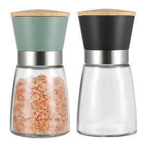 Vente en gros de moulin à sel et à poivre manuel, broyeurs à épices, flacons en verre vides pour épices, pots avec broyeur sur le dessus - Product Image 1