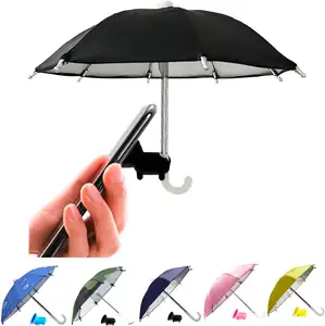 精致的摩托车自行车小型迷你手机伞，适用于银色紫外线手机