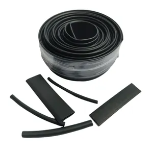 Tubo termorretráctil negro de doble pared, revestimiento adhesivo, aislamiento de cable y manga de protección, 3:1