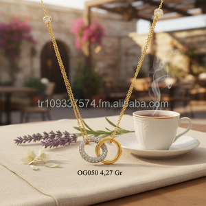 14K Solid Gold <b>Ring</b> Fashion Charm Trend Original <b>Necklace</b> Fine Jewellery for Women Made in Turkey - Product Image 3