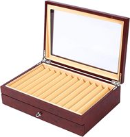 Boîte de présentation pour stylos en bois à 2 niveaux Boîte de rangement pour stylos à 23 fentes Boîte de collection pour stylos plumes de luxe avec couvercle pour magasin ou maison, rouge