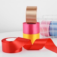 4 pièces de ruban de satin en rouleau de 2 pouces * 25 yards, ruban de tissu uni pour bouquet de fleurs, cadeau, fleurs de rose faites à la main