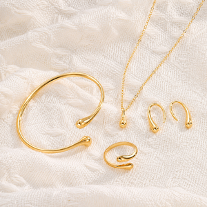 Ensemble de bijoux élégant réglable en forme de goutte d'eau, collier et boucles d'oreilles en alliage pour femmes, mariage, fête, fiançailles - Product Image 4