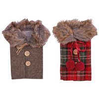Pull porte-bouteille de vin de Noël avec col en fausse fourrure et manteau avec boutons décoration de bouteille de vin pour cadeau de décoration de table à la maison