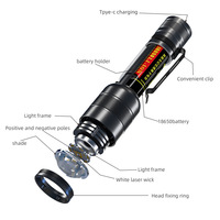 Lampe torche laser blanche super lumineuse, lampe torche led rechargeable, fabriquée en Chine