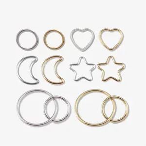 Wholesale 18k Gold Connectors Personalized Pendant Charms For Diy Jewelry Making Stainless Steel Wire Heart Star Accessories