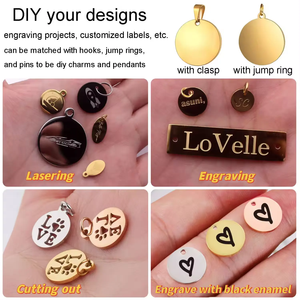Custom Logo Tags Pendant Manufacture's DIY Name <strong>Coin</strong> Disc Charm with Link Chain Stainless Steel Laser Engraved Jewelry - Product Image 6