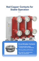 Interruptor de circuito al vacío tipo carrito VSG-12 - VCB de 210 mm de distancia entre fases con polos integrados para paneles de distribución de 12 kV