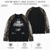 T-shirt à manches longues en coton 300 GSM pour homme, style camouflage, coupe oversize, streetwear, fabricant de vêtements personnalisés