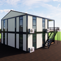 CE 40 pieds, Fabrication en usine, Double toit triangulaire à deux niveaux, Terrasse extérieure, Module moderne préfabriqué, Style hôtelier, Appartement, Maison, Villa