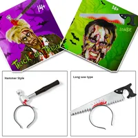 Accessoire de déguisement réaliste pour Halloween, mascarade, farces et effets d'horreur, avec effets de tête traversée par couteau, couteau, seringue, ciseaux, scie, pour décoration de fête et accessoire de tête