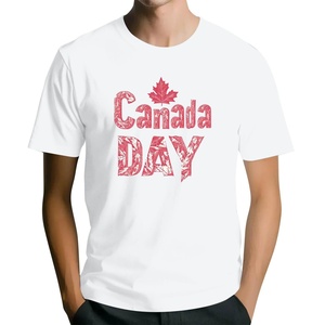 Hot Sale Men's Canada National Emblem Knitted T-shirt Vintage Washed Cotton Crewneck 3D Pattern Quick Dry Breathable - Product Image 1