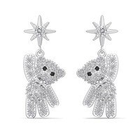 Dylam Lovely Cute Jewelry Boucles d'oreilles en argent sterling 925 5A Cubic Zirconia Tiny Hexagram Bear Shape Stud Earrings for Lady Women Girl