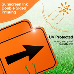 Panneaux de signalisation routière en PVC solide, flèches de circulation orange, 10,4 x 12,6 pouces, haute visibilité, imperméables, durables, pour travaux routiers - Product Image 6