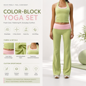 Completo da Palestra per Donna 2 in 1, Top Yoga e Pantaloni <span class=keywords><strong>a</strong></span> Zampa Morbidi, Abbigliamento Sportivo, Set Yoga per Donna, Abbigliamento Casual - Product Image 1