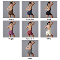 Combinaison de sport personnalisée à dos croisé pour le fitness, séchage rapide, respirante, pour le yoga, sans dos, ensemble d'entraînement, short, combishort