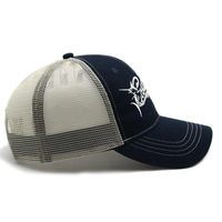 Gorra de béisbol estilo camionero unisex de malla con logo bordado de algodón puro, diseño de 6 paneles con patrón de letras, personalizada de fábrica